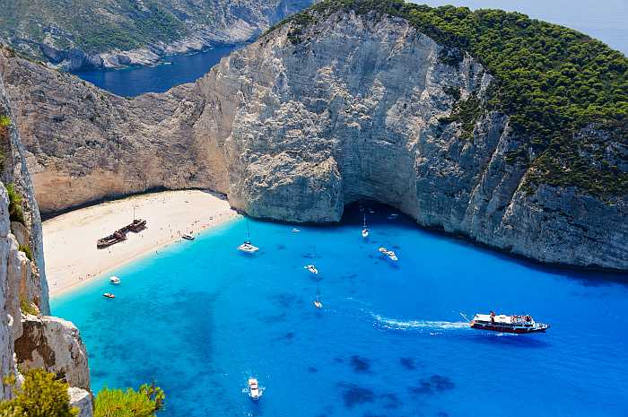 Navagio Beach or Shipwreck Beach, also referred to as "Smugglers Cove", is located on Zakynthos, Greece (Photo: Shutterstock)