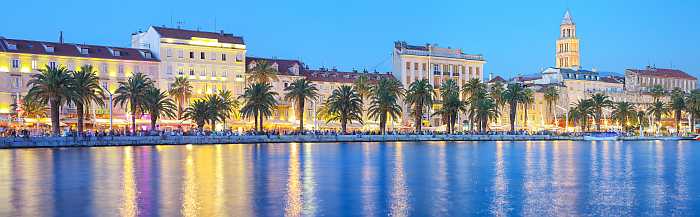 Adriatic Sea in Split, Croatia at night