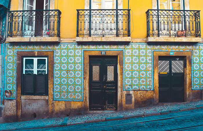 Azulejo tiles on a building in Lisbon 