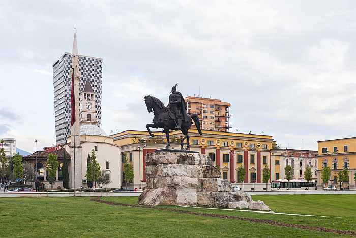 Skanderbeg Monument in Tirana, Albania