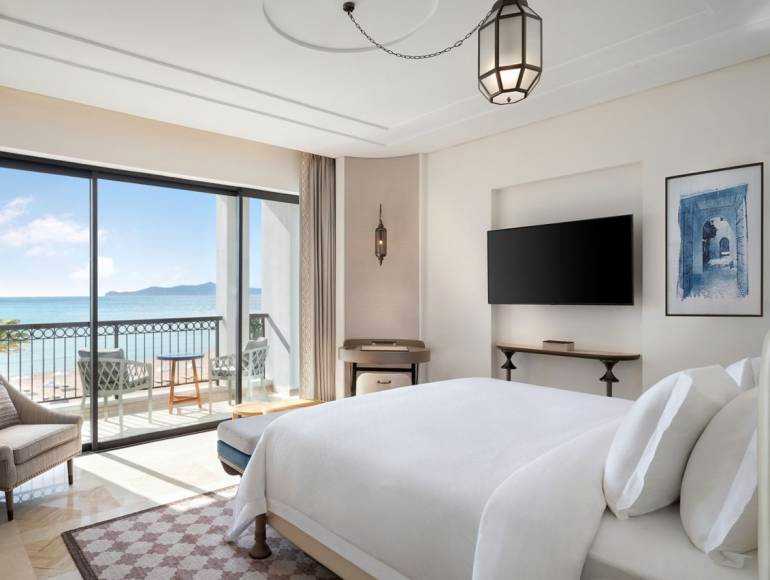 Celebrate Passover 2026 with White & Blue at the luxurious St. Regis La Bahia Blanca Resort in Tamuda Bay, Morocco.