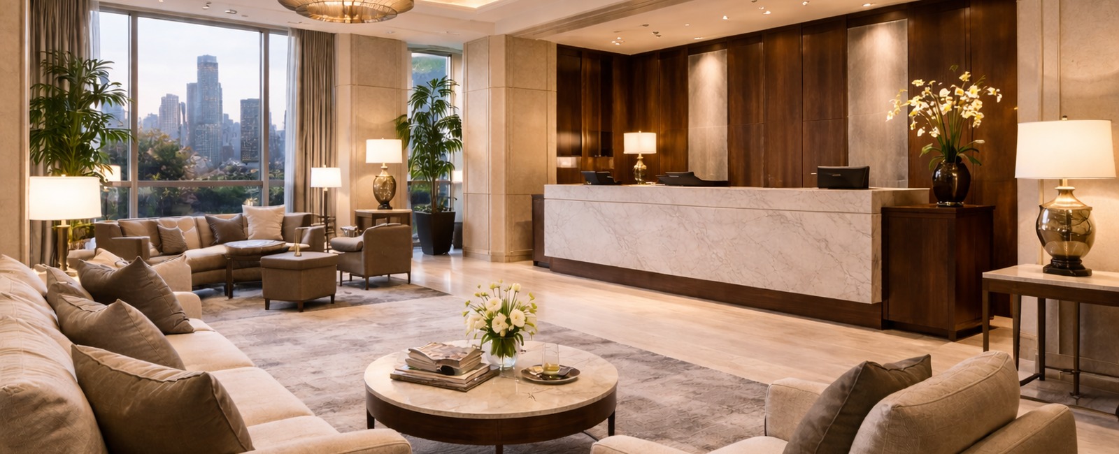 Luxury Mediterranean hotel terrace overlooking turquoise sea and coastline