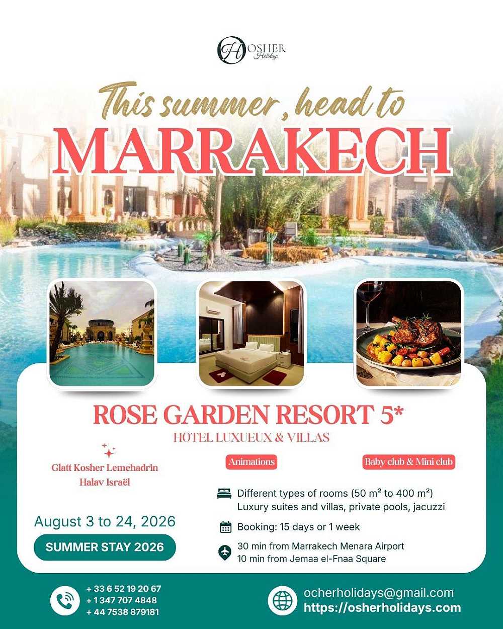 Enjoy a kosher summer vacation in Marrakech, Morocco with Osher Holidays.
