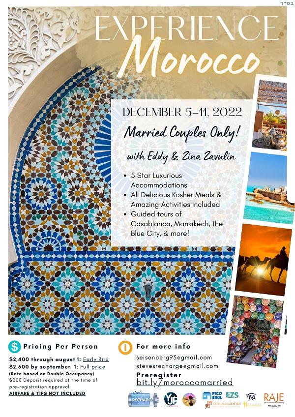 Dubai and Morocco Glatt Kosher Tours Autumn Fall 2022 - Options For Married Couples and Singles