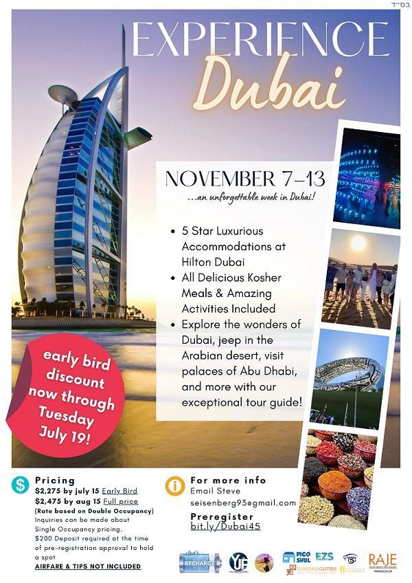 Kosher Luxury Dubai Vacation Program Winter Sun Nov 2022