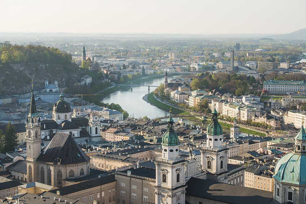 Scenic view over old town center of Salzburg, Austria / Envato